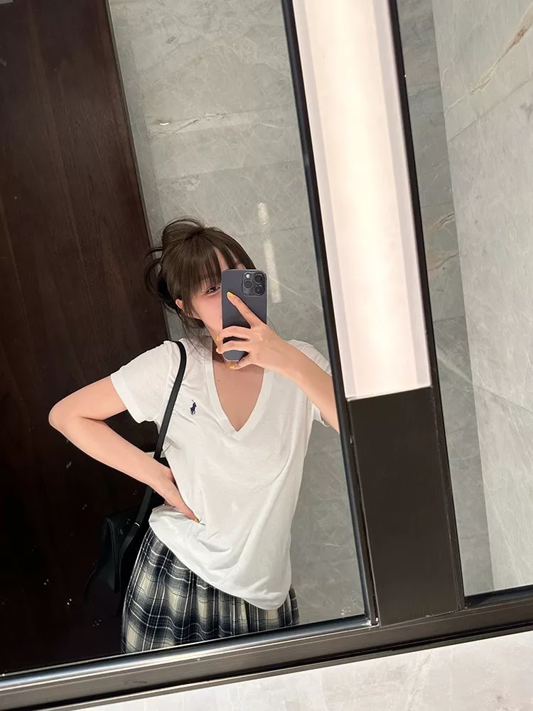 랄프로렌 브이넥 자수 반소매 티셔츠 상세 이미지 8
