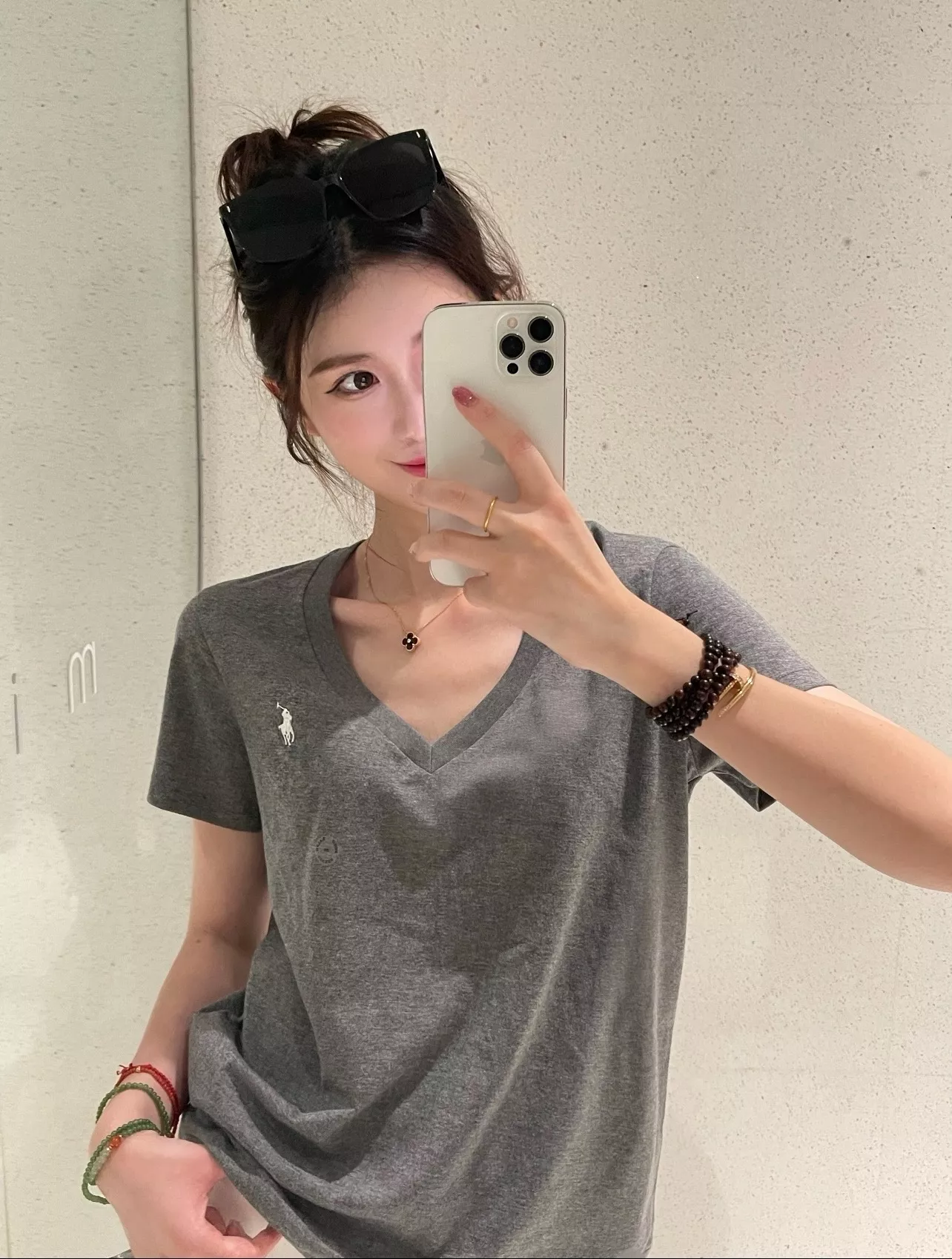 랄프로렌 브이넥 자수 반소매 티셔츠 상세 이미지 9