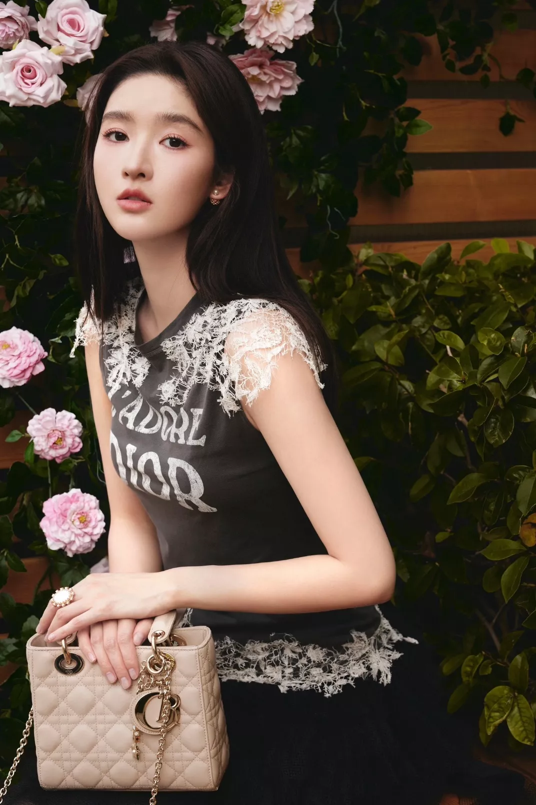 디올 레이스 배색 프린트 반소매 티셔츠 상세 이미지 30