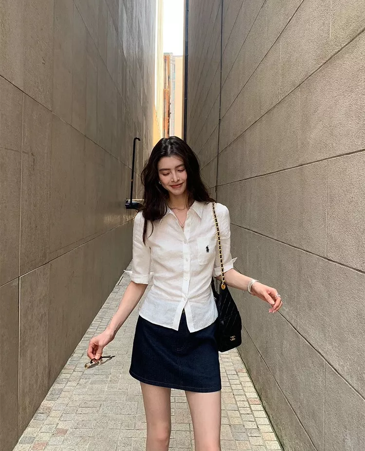 랄프로렌 린넨 카라 조절 허리 중소매 셔츠 상세 이미지 20