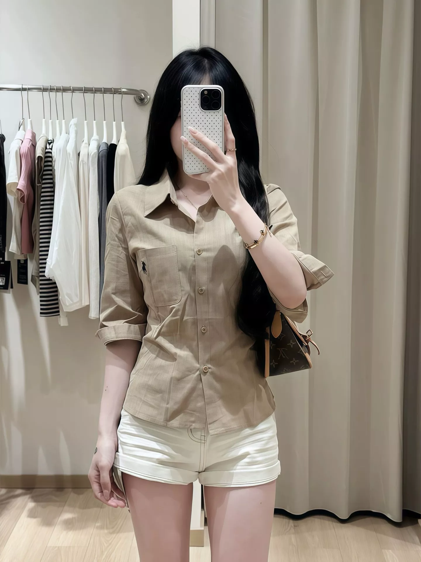 랄프로렌 린넨 카라 조절 허리 중소매 셔츠 상세 이미지 8