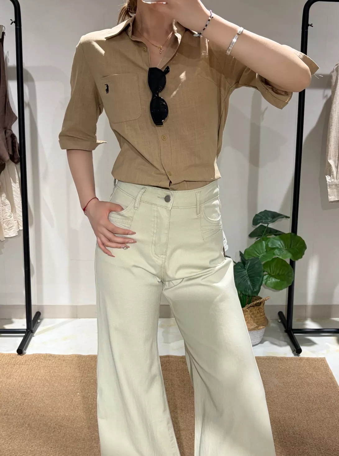 랄프로렌 린넨 카라 조절 허리 중소매 셔츠 상세 이미지 24