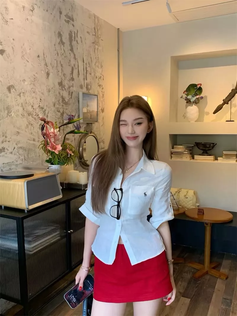 랄프로렌 린넨 카라 조절 허리 중소매 셔츠 상세 이미지 9