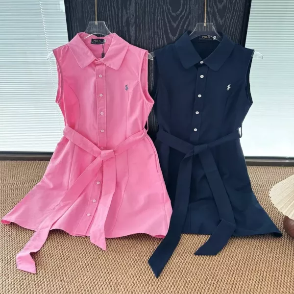 랄프로렌 폴로 카라 민소매 벨트 셔츠 원피스