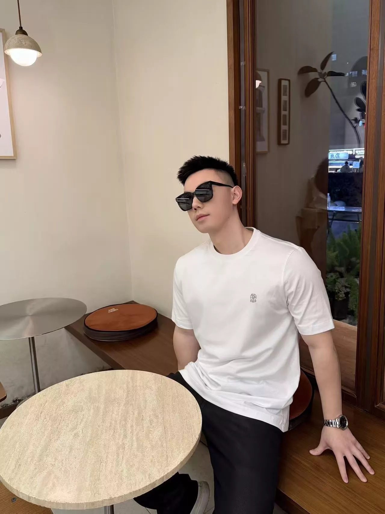 브루넬로쿠치넬리 투톤 미니 자수 반팔 티셔츠 상세 이미지 12