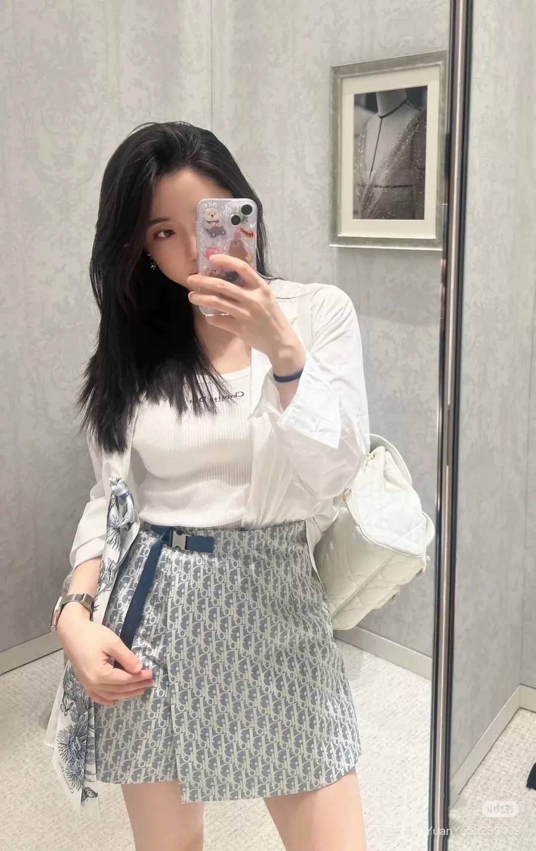 디올 오블리크 자카드 랩 스타일 스커트 상세 이미지 16