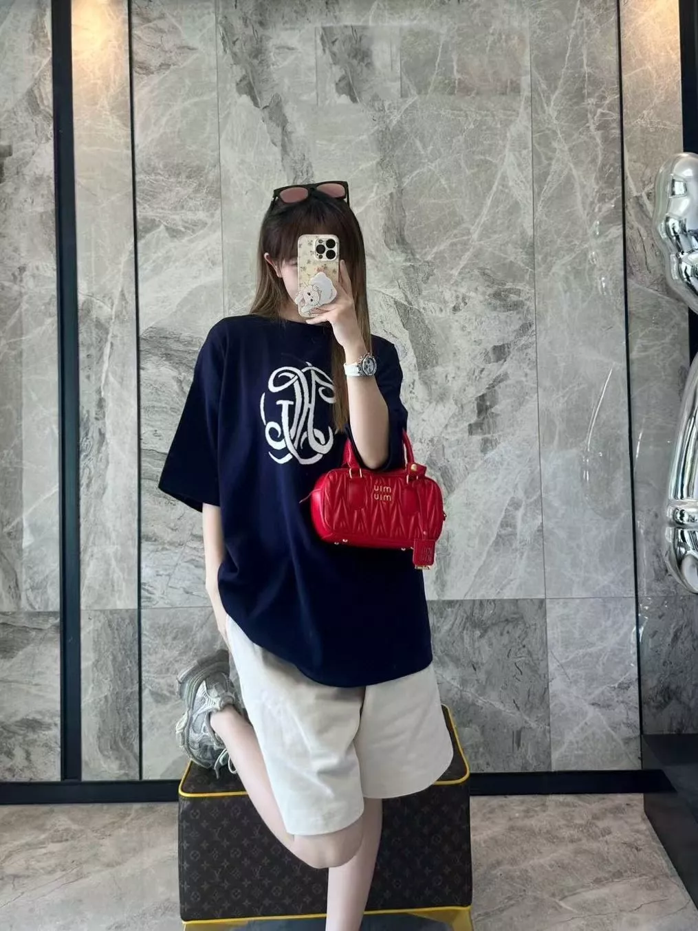 버버리 후면 체크 패치 자수 반바지 상세 이미지 12