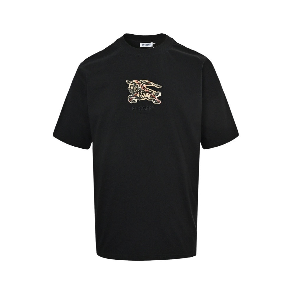 버버리 체크 전마 자수 반소매 티셔츠