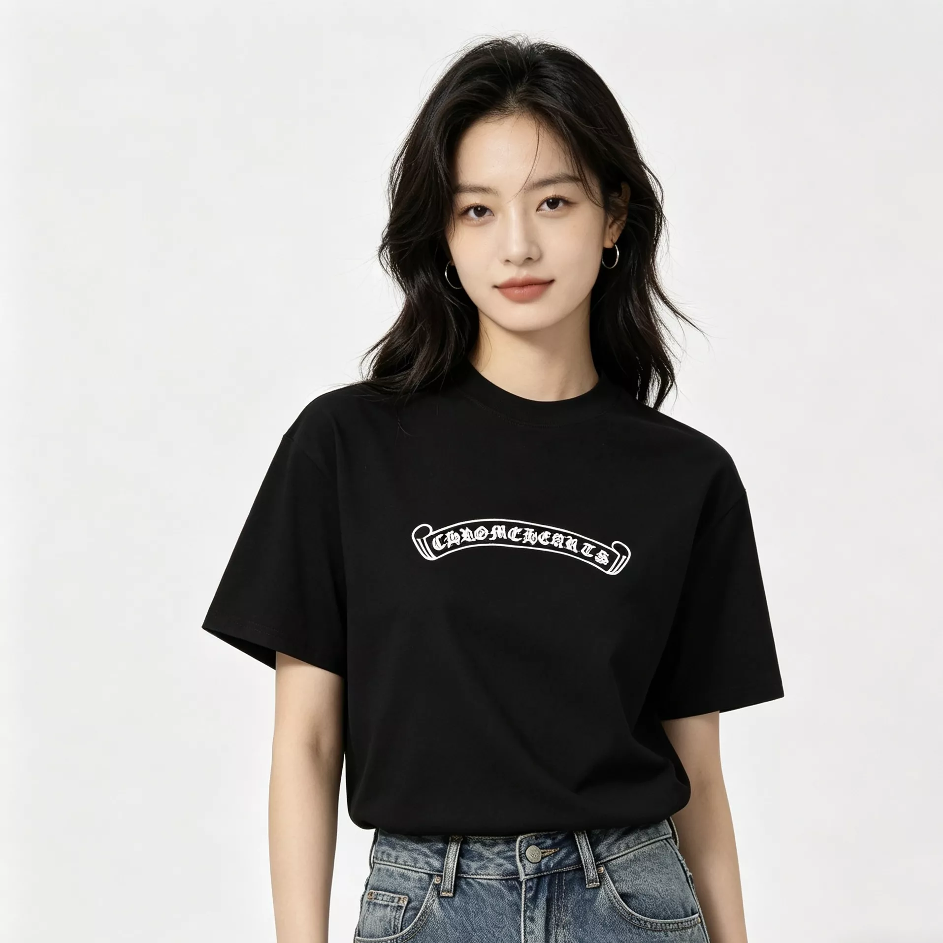 크롬하츠 가죽 패치 크로스 반소매 티셔츠 상세 이미지 12