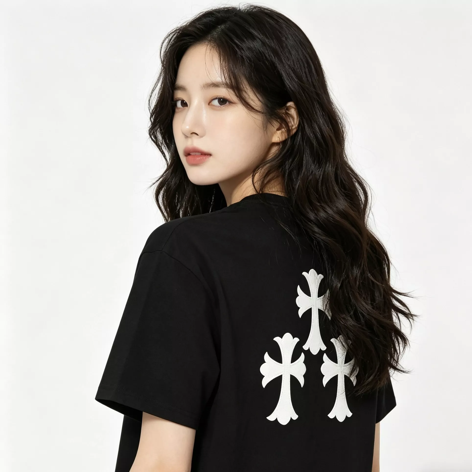 크롬하츠 가죽 패치 크로스 반소매 티셔츠 상세 이미지 15