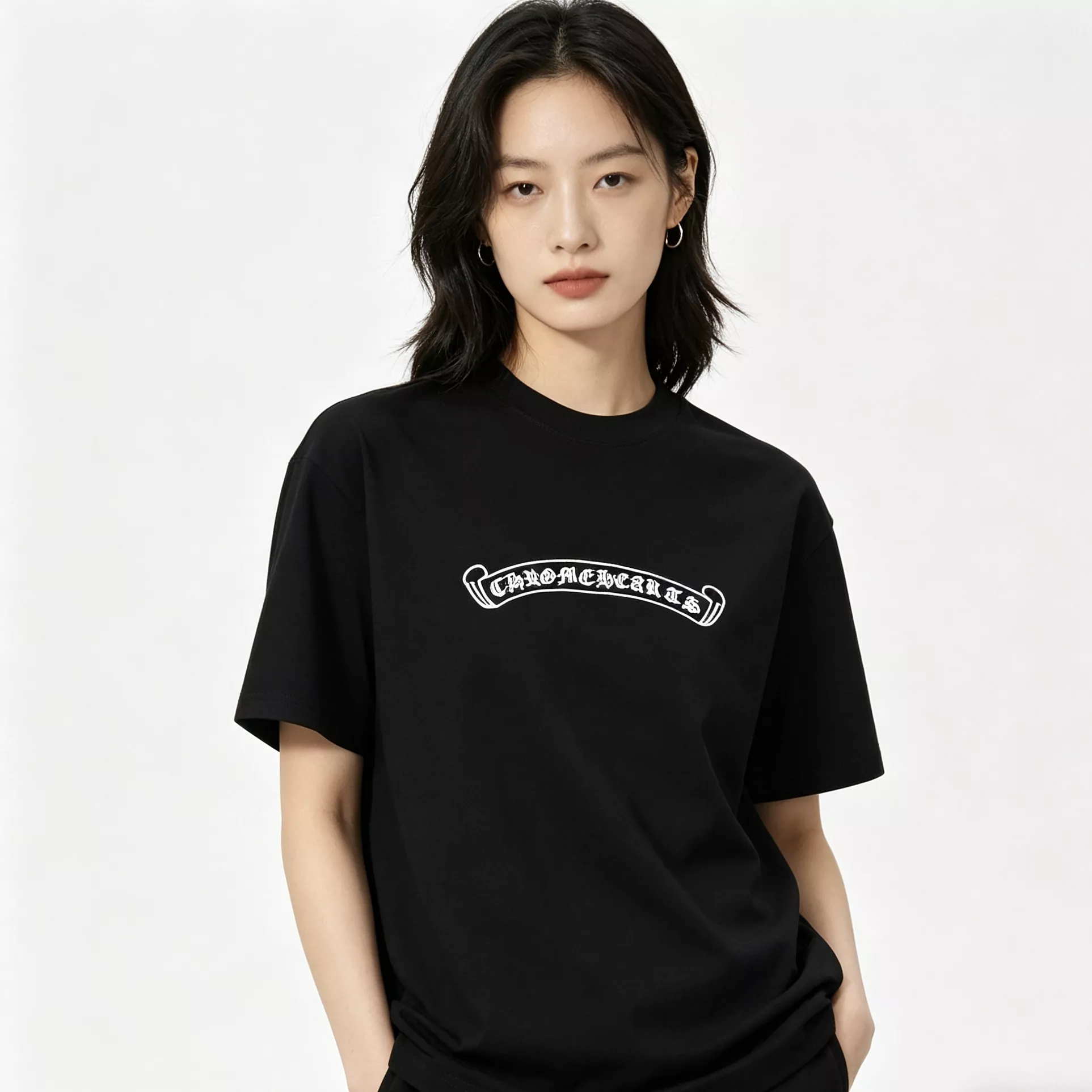 크롬하츠 가죽 패치 크로스 반소매 티셔츠 상세 이미지 11