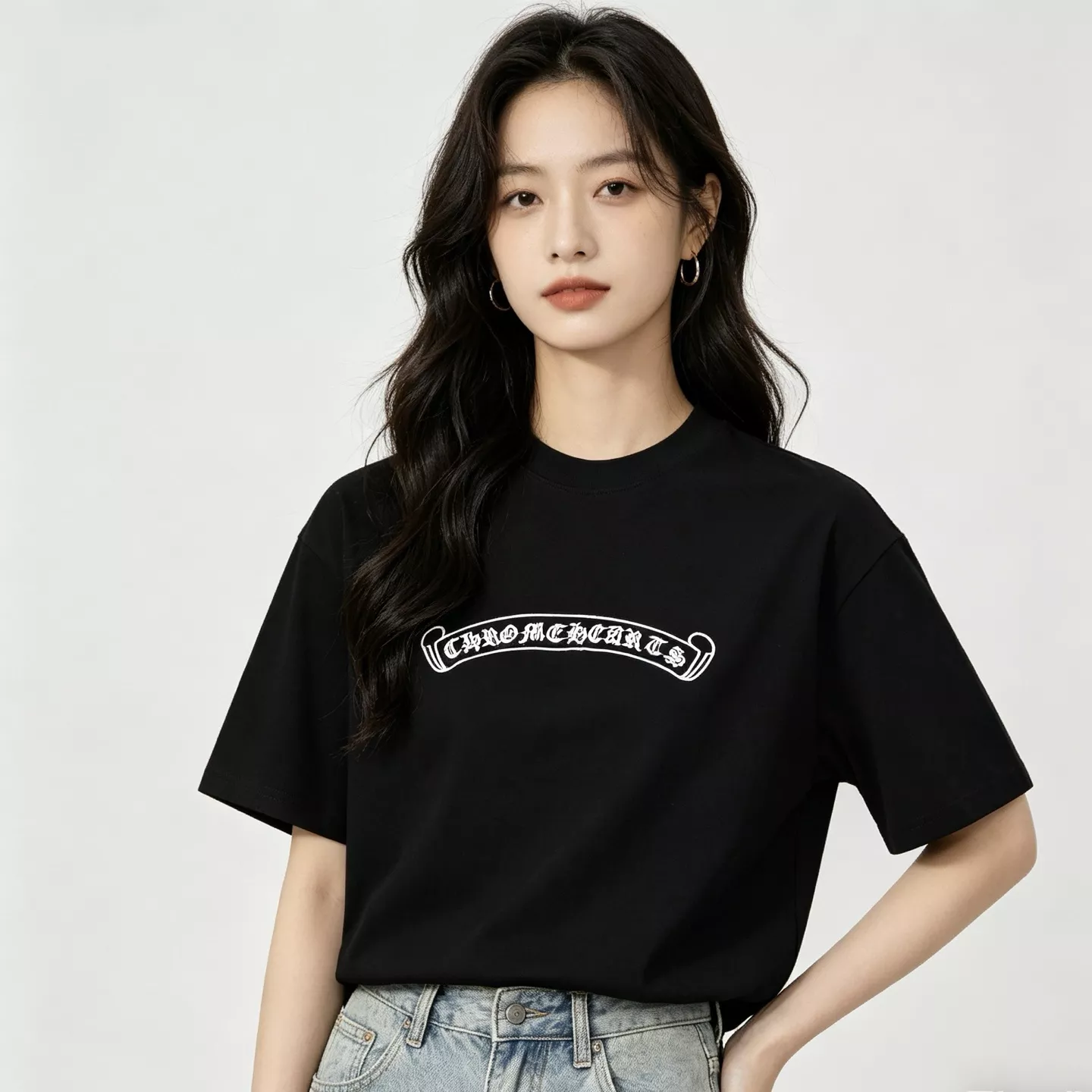 크롬하츠 가죽 패치 크로스 반소매 티셔츠 상세 이미지 13