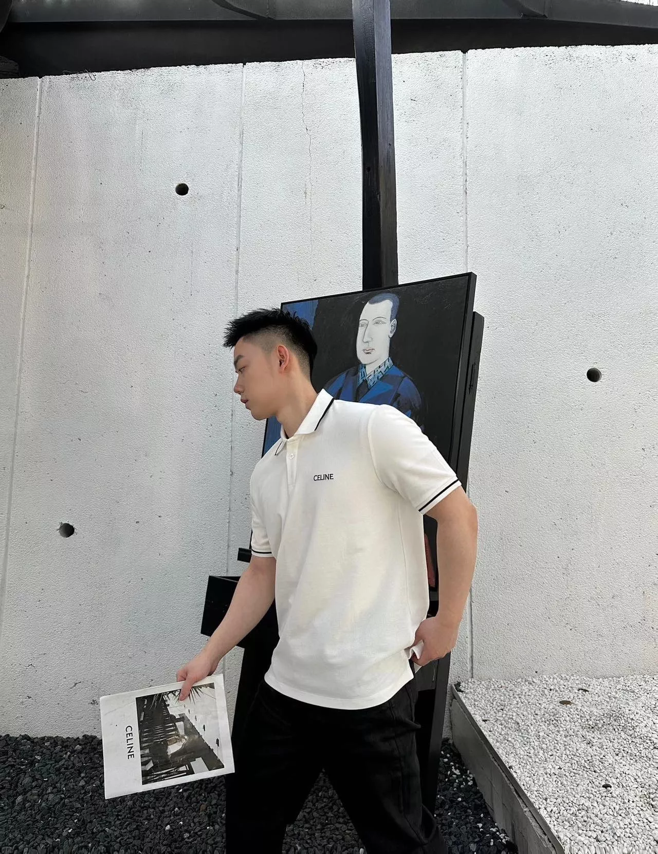 셀린느 클래식 자수 로고 폴로 반소매 상세 이미지 14