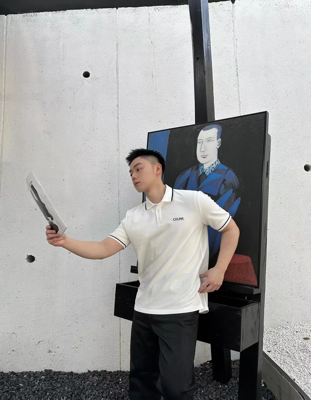 셀린느 클래식 자수 로고 폴로 반소매 상세 이미지 11