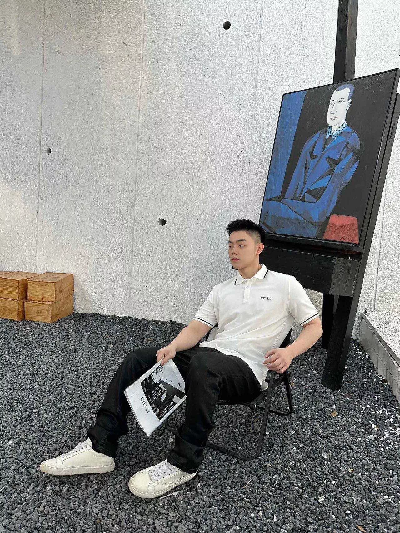 셀린느 클래식 자수 로고 폴로 반소매 상세 이미지 13
