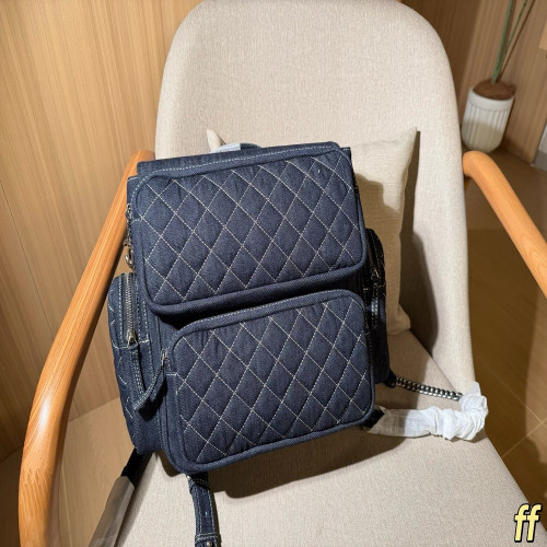 샤넬 데님 퀼팅 백팩