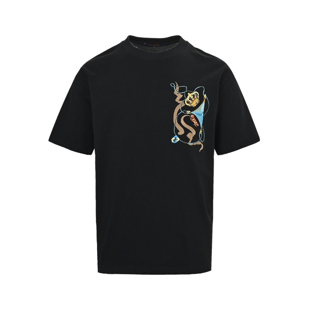 루이비통 크라운 자수 반소매 티셔츠