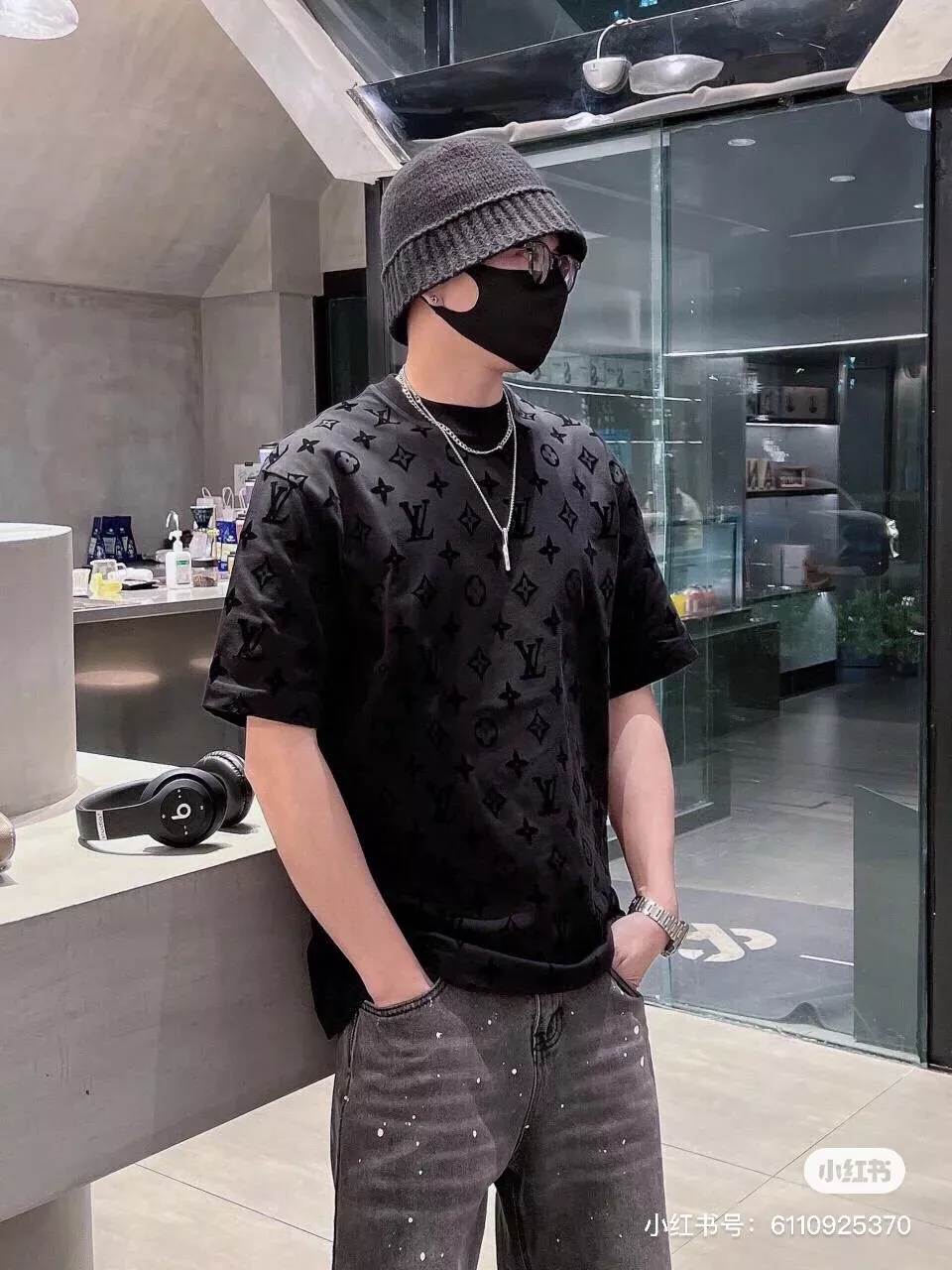 루이비통 올오버 모노그램 플로킹 반소매 상세 이미지 11