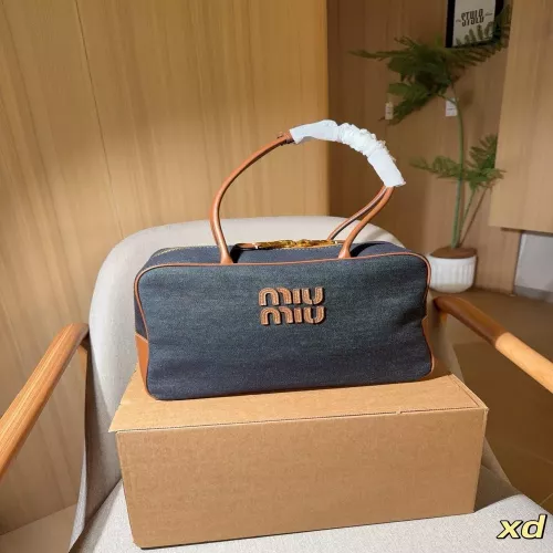 미우미우 데님 캔버스 보울링 스타일 백