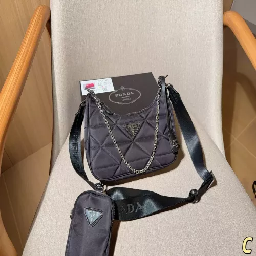 프라다 나일론 퀼팅 삼합 일체 사선백