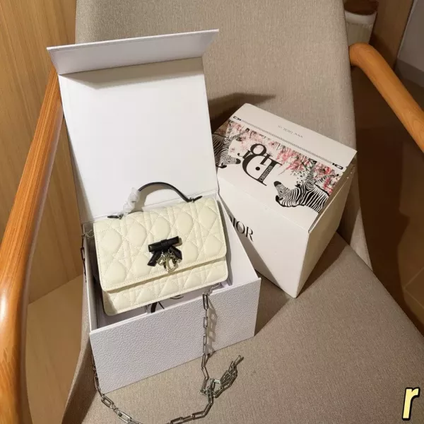 디올 리본 장식 체인 미니백