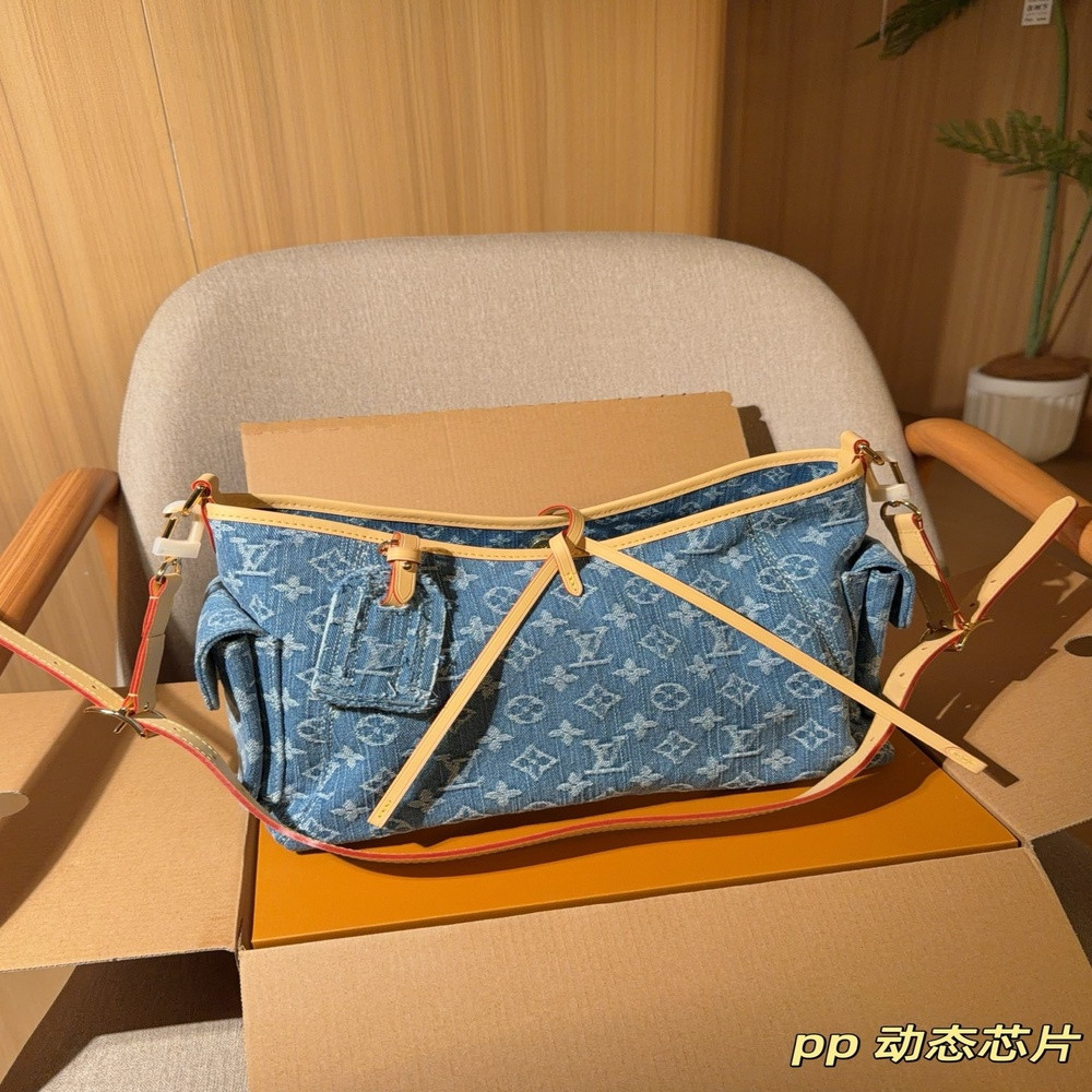 루이비통 데님 캐리올 쇼핑백