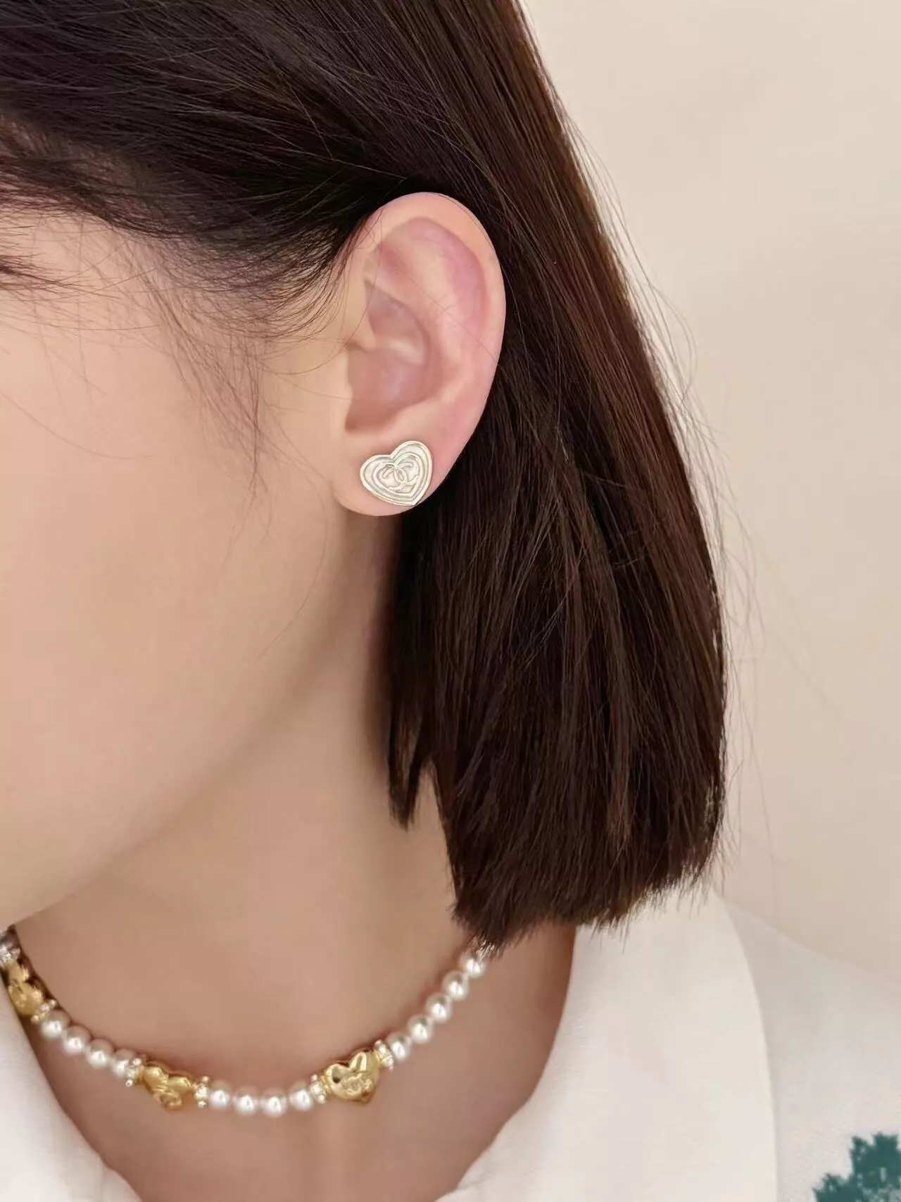샤넬 진주 하트 초커 목걸이 상세 이미지 11