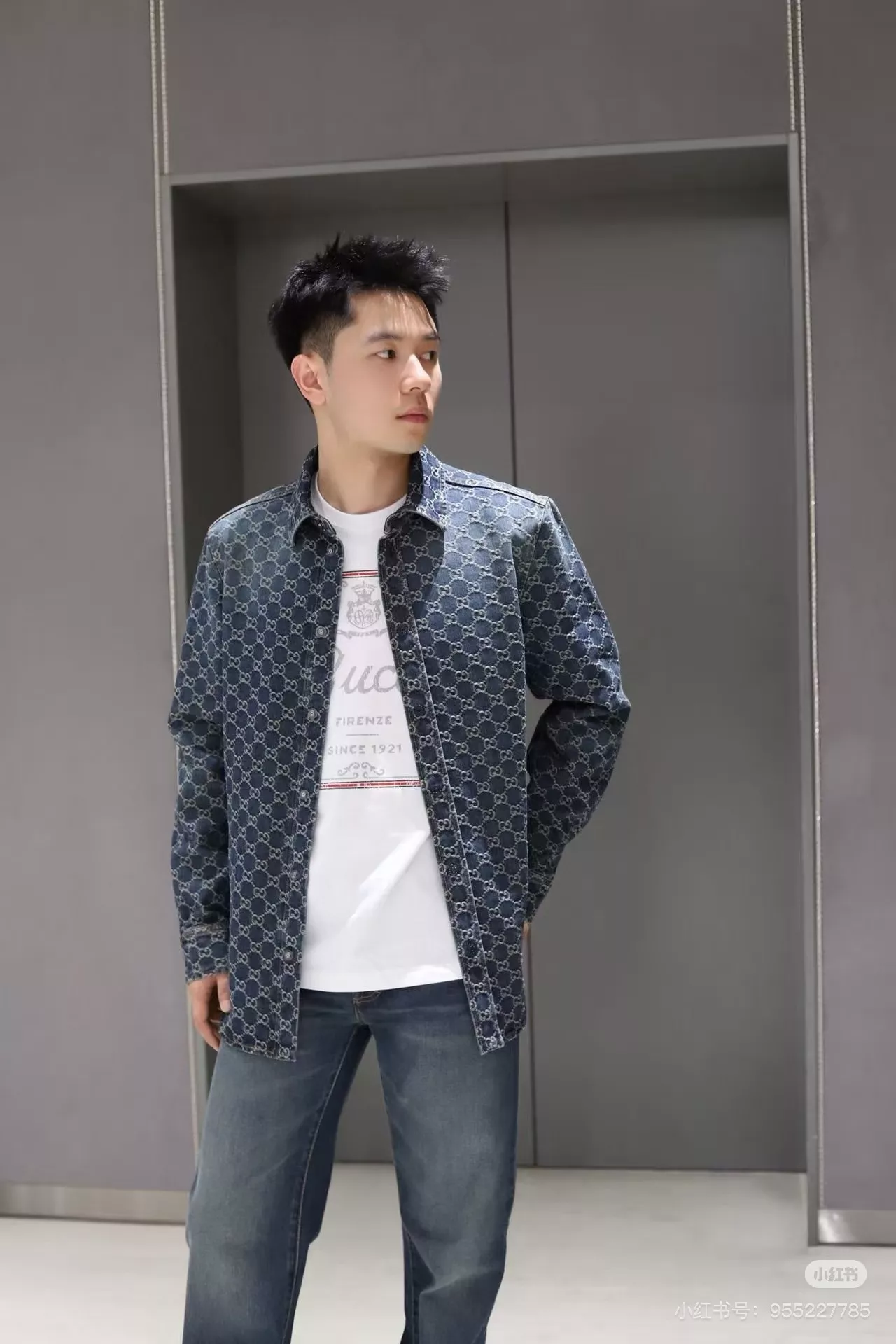 구찌 GG 자카드 데님 셔츠 상세 이미지 14