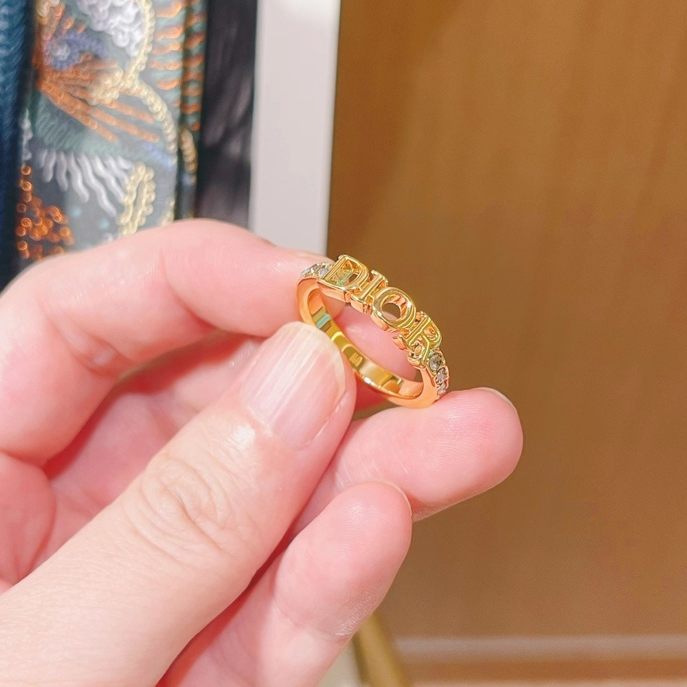 디올 로고 큐빅 포인트 링