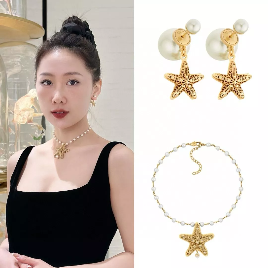 디올 메탈 레이스 라인 스타피시 진주 이어링 상세 이미지 12