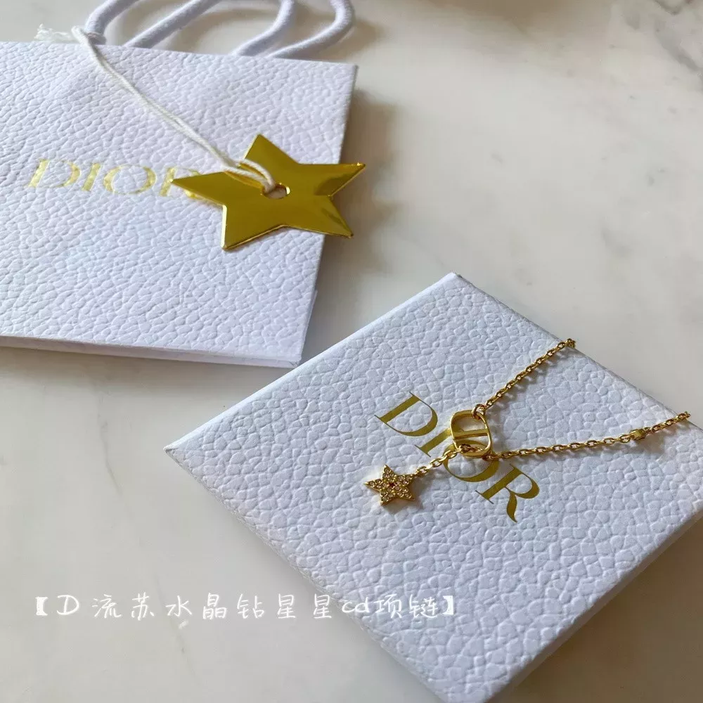 디올 CD 스타 크리스탈 태슬 네크리스