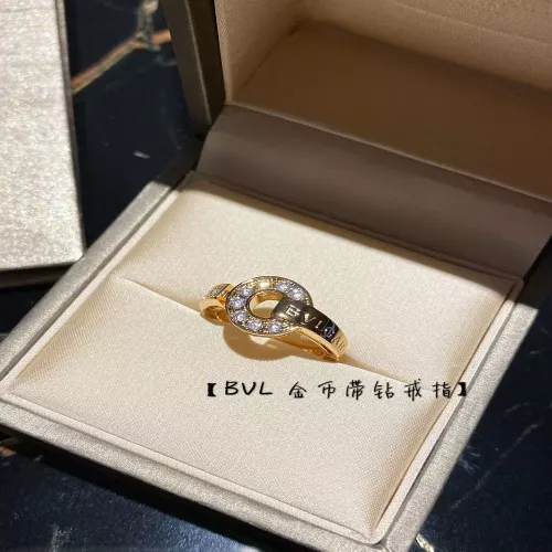 불가리 코인 장식 큐빅 포인트 링