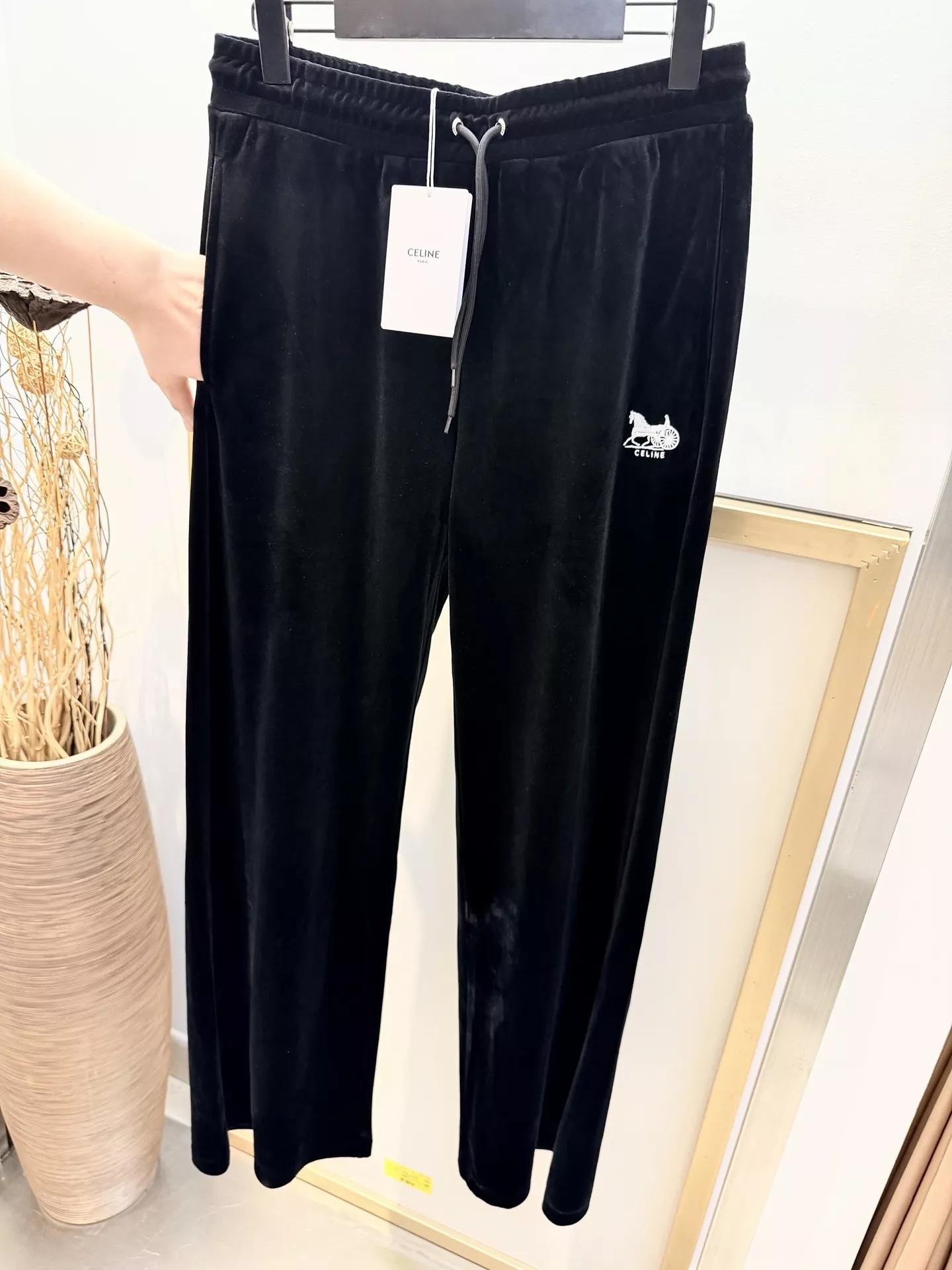셀린느 자수 로고 벨벳 밴딩 팬츠 상세 이미지 2