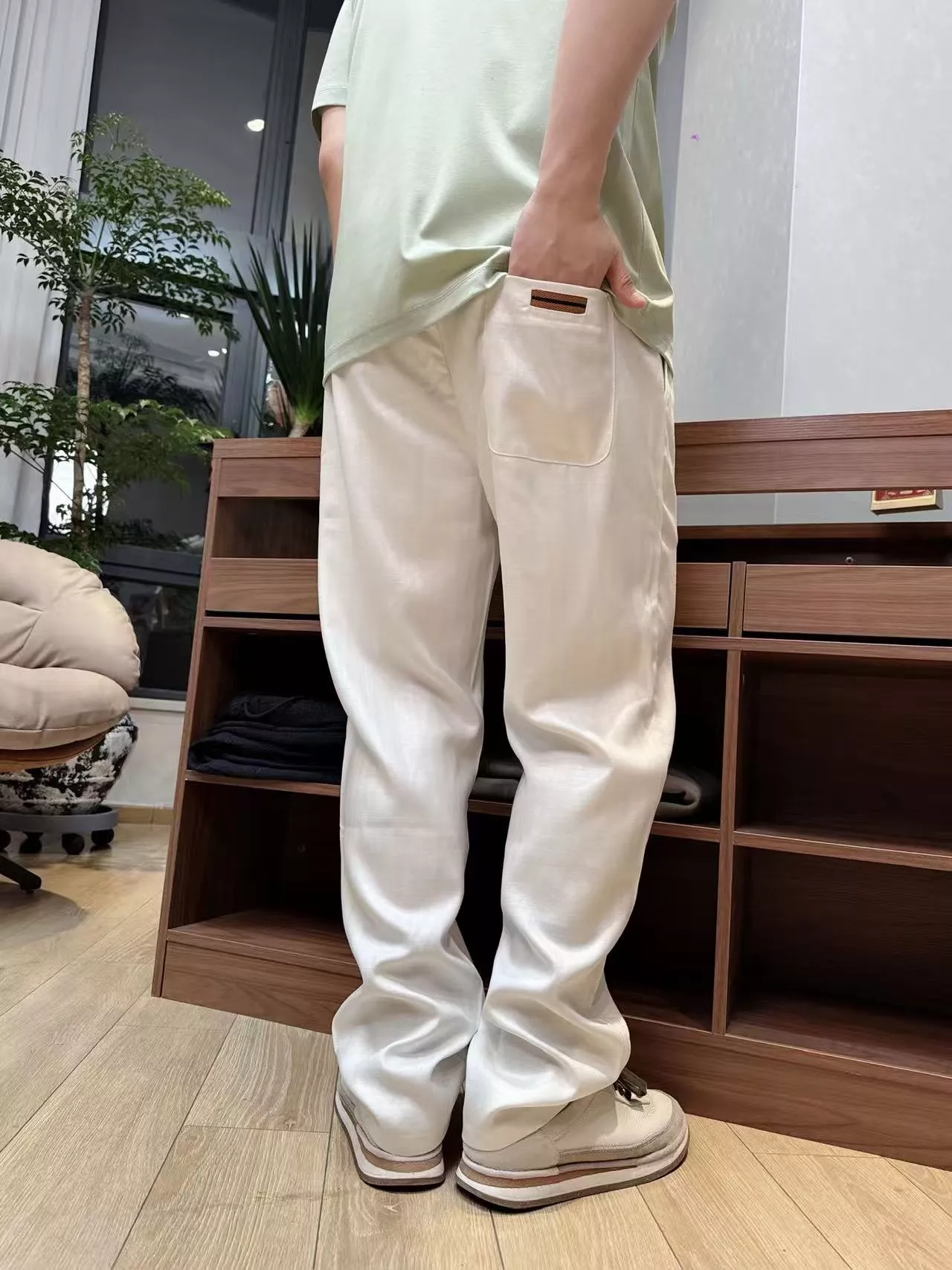 제냐 린넨 밴딩 캐주얼 팬츠 상세 이미지 9