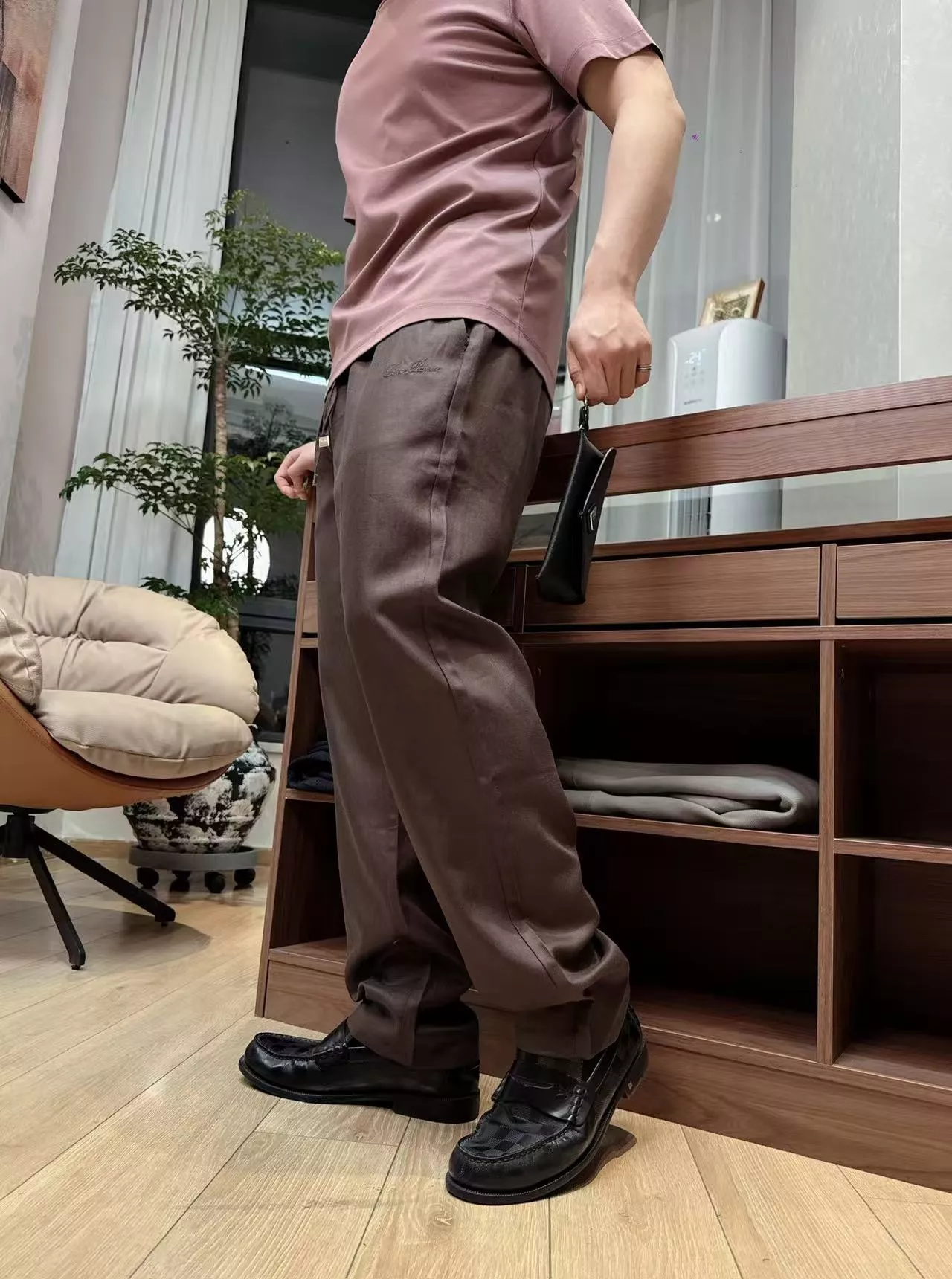 로로피아나 자수 로고 밴딩 린넨 혼방 팬츠 상세 이미지 14