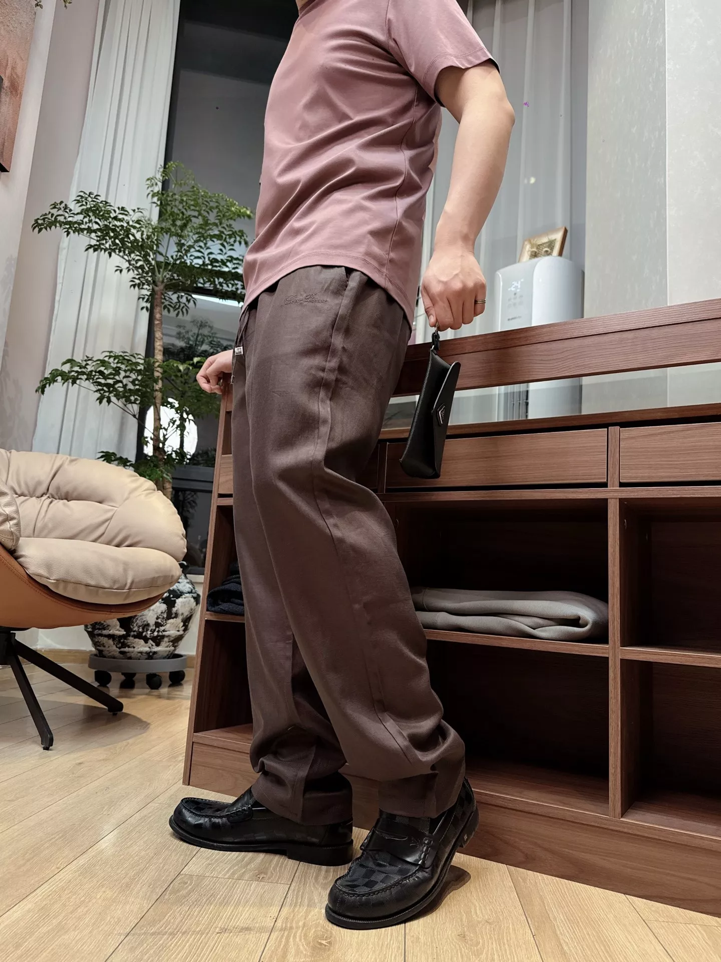 로로피아나 자수 로고 밴딩 린넨 혼방 팬츠 상세 이미지 13