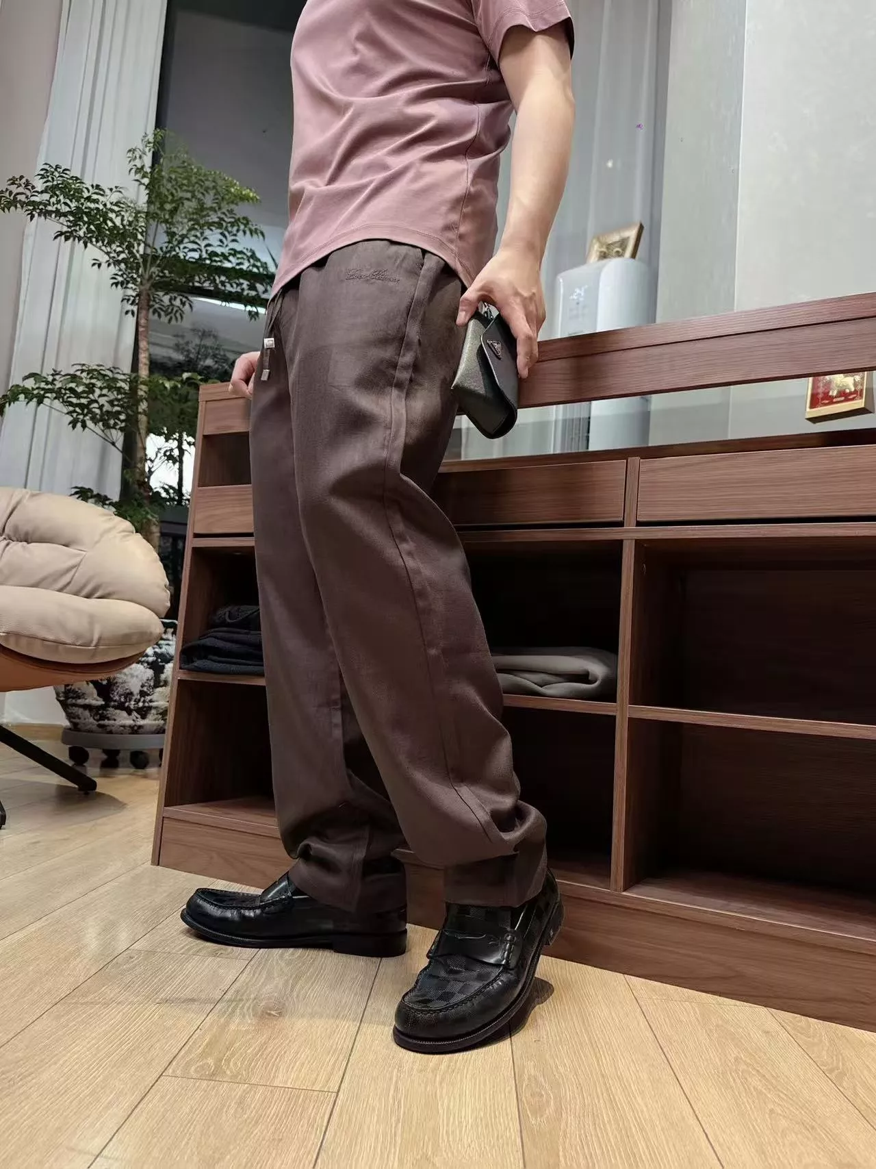 로로피아나 자수 로고 밴딩 린넨 혼방 팬츠 상세 이미지 11