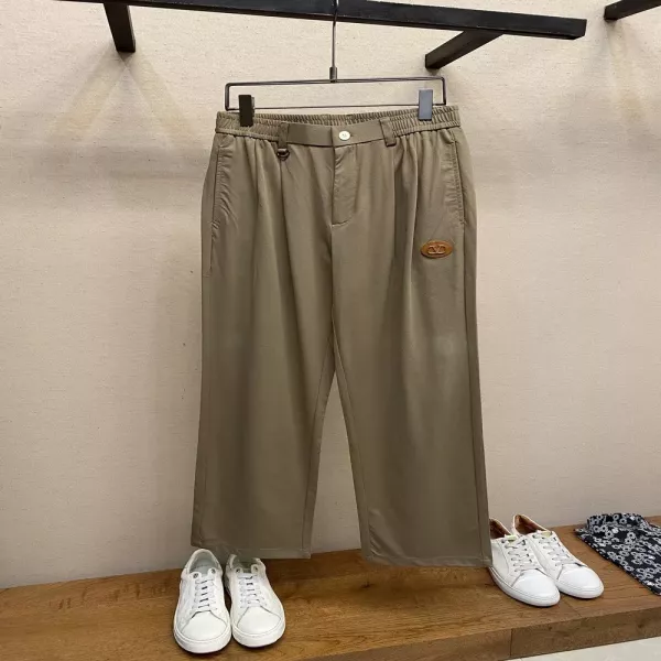 발렌티노 브라운 가죽 로고 밴딩 스트링 팬츠