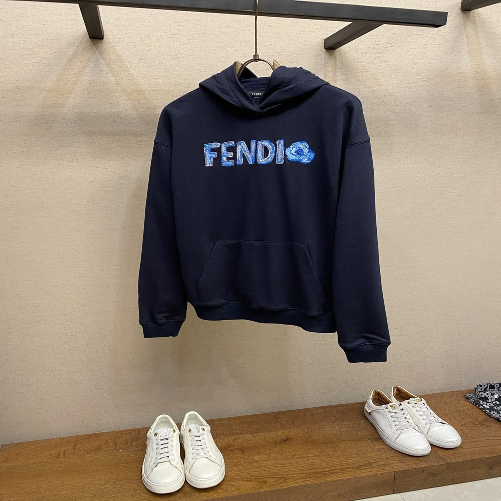 펜디 플라워 자수 후드 스웨트셔츠