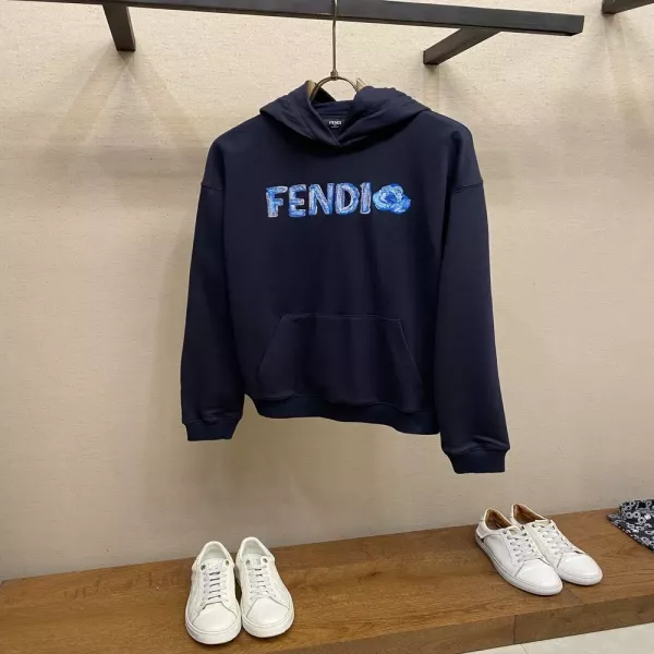펜디 플라워 자수 후드 스웨트셔츠