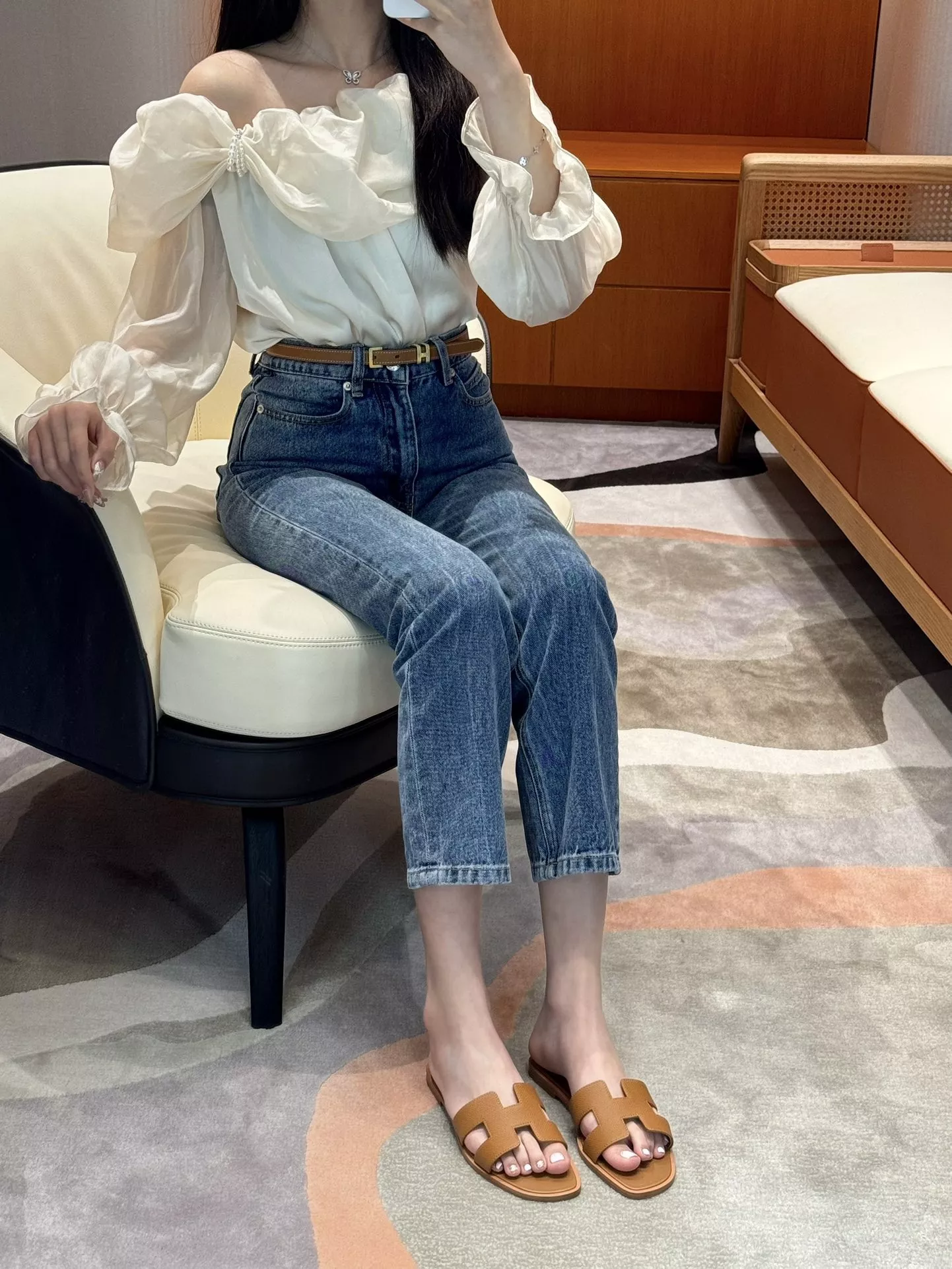에르메스 오란 H 컷아웃 슬리퍼 상세 이미지 19