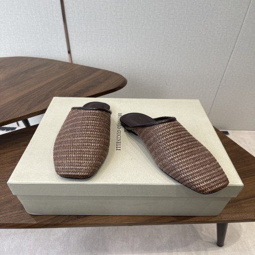 브루넬로쿠치넬리 라피아 위빙 플랫 반슬리퍼