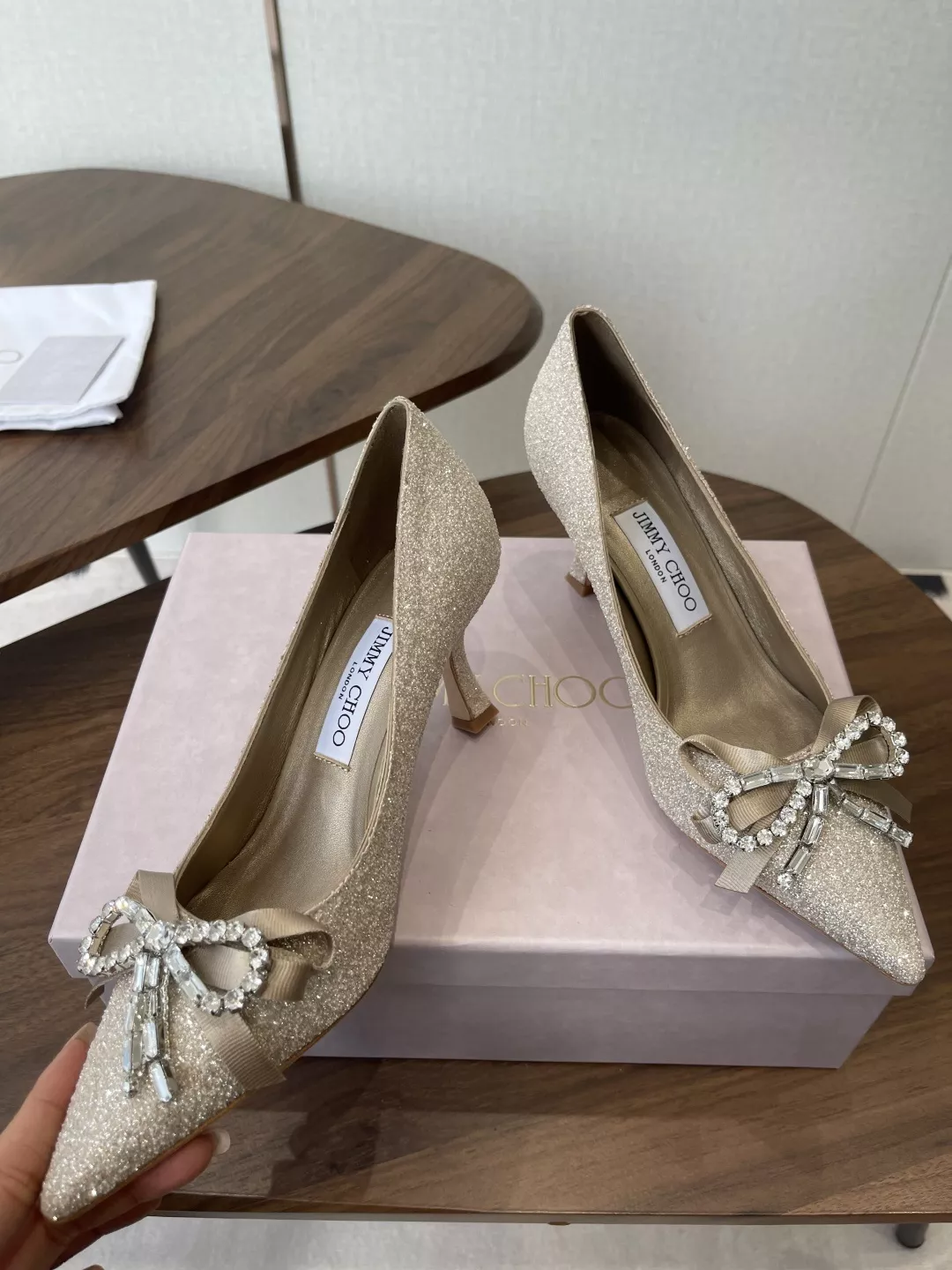 지미추 글리터 리본 포인트 힐 상세 이미지 5