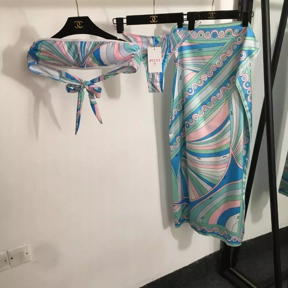 푸치 여성용 비키니 삼각 세트 수영복