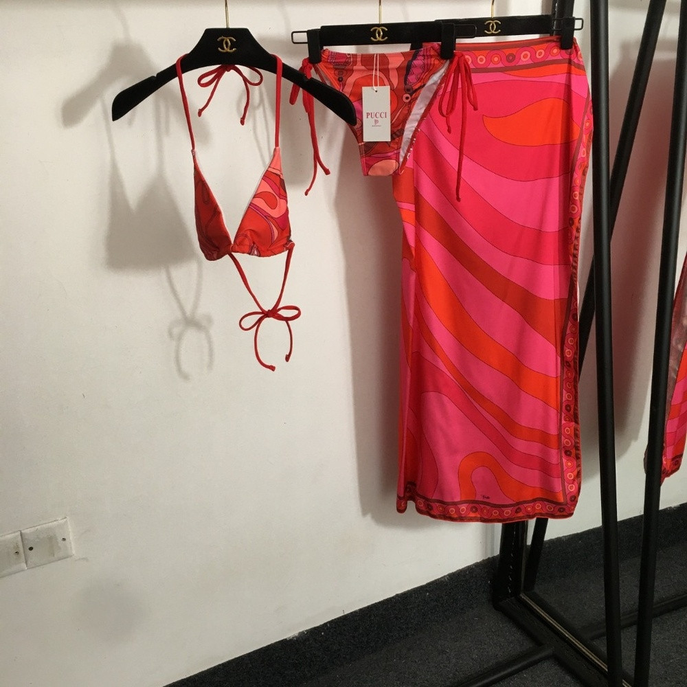 푸치 여성 비키니 스커트 세트 수영복