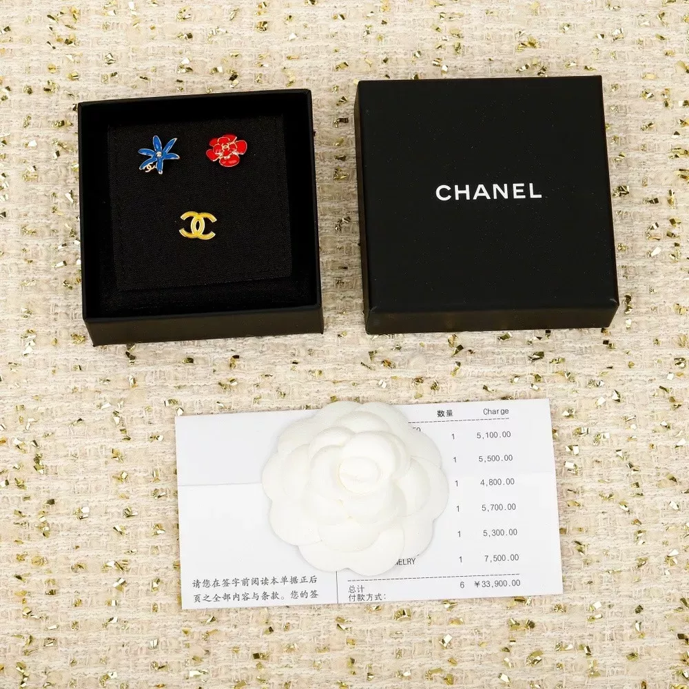 샤넬 까멜리아 더블씨 이어링 세트