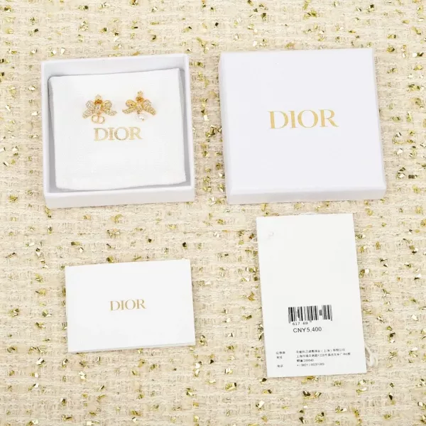 디올 리본 진주 이어링