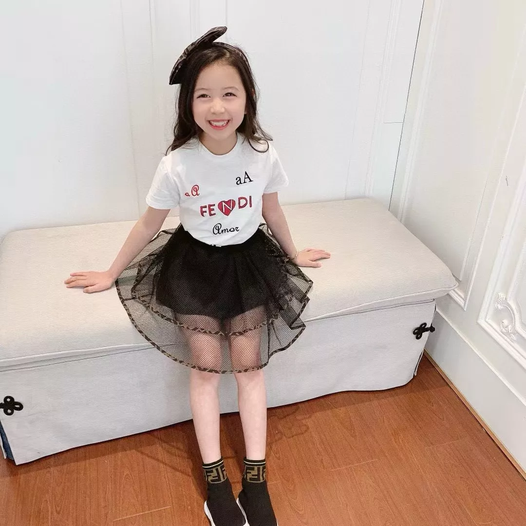 펜디 키즈 자수 로고 반소매 티셔츠 상세 이미지 9