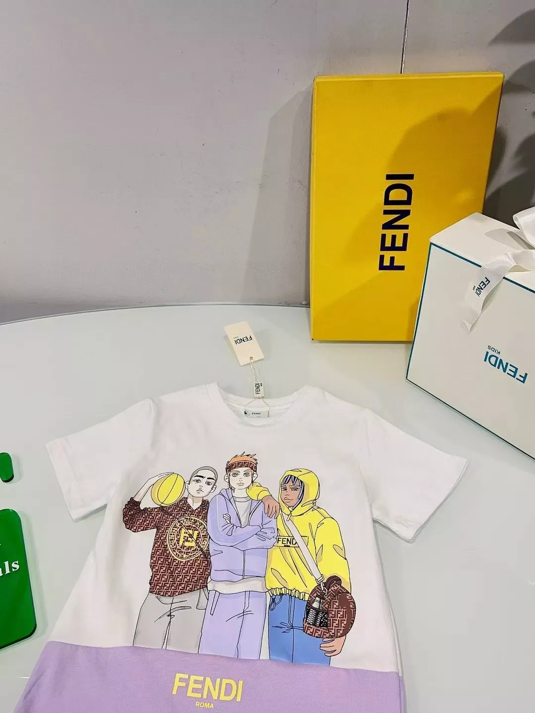 펜디 키즈 프린팅 반소매 티셔츠 상세 이미지 2