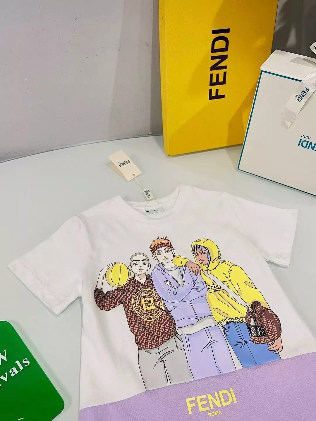 펜디 키즈 프린팅 반소매 티셔츠 상세 이미지 3